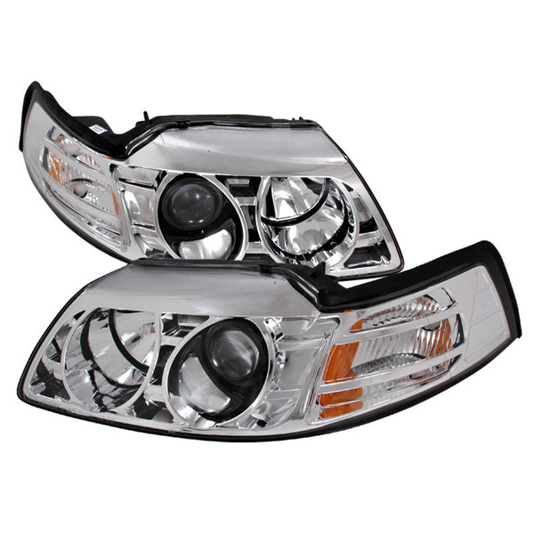 99-04 FORD MUSTANG HEADLIGHT HALO PROJECTOR HEADLIGHTS CHROME
