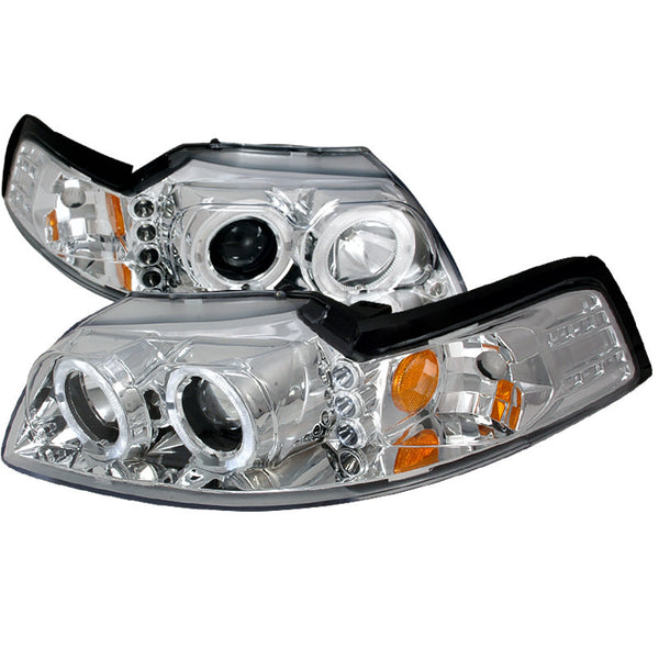 99-04 FORD MUSTANG HEADLIGHT HALO LED PROJECTOR CHROME