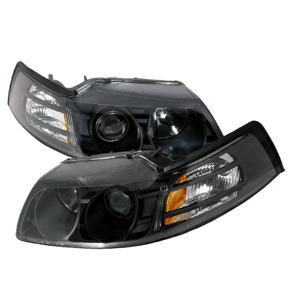 99-04 FORD MUSTANG HEADLIGHT HALO PROJECTOR HEADLIGHTS BLACK