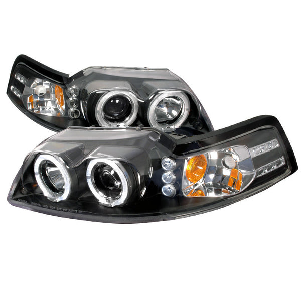 99-04 FORD MUSTANG HEADLIGHT HALO LED PROJECTOR BLACK