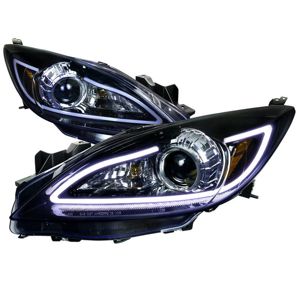 10-13 MAZDA 3 HEADLIGHT PROJECTOR HEADLIGHT GLOSSSY BLACK HOUSING SMOKED LENS WITH LED