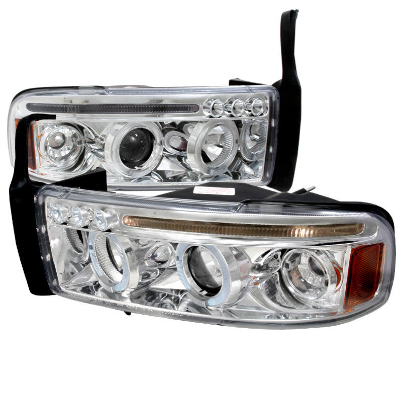 94-01 DODGE RAM HEADLIGHT HALO LED PROJECTOR CHROME