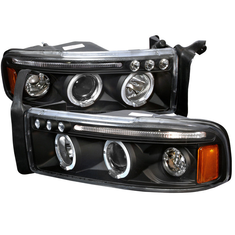 94-01 DODGE RAM HEADLIGHT HALO LED PROJECTOR BLACK