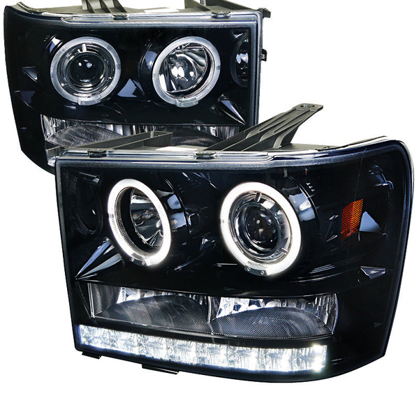 07-12 GMC SIERRA HEADLIGHT PROJECTOR HEADLIGHT GLOSS BLACK HOUSING WITH SMOKED LENS