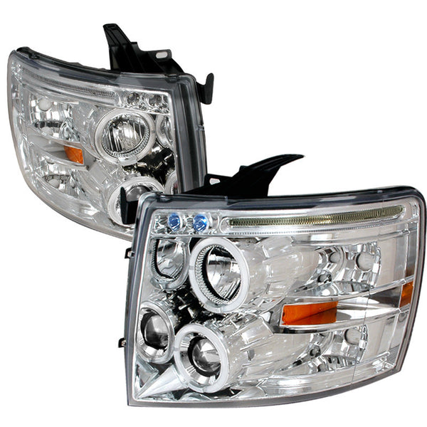 07-10 CHEVY SILVERADO HEADLIGHT HALO LED PROJECTOR CHROME