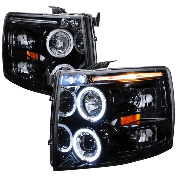 07-10 CHEVY SILVERADO HEADLIGHT SMOKED LENS GLOSS BLACK HOUSING PROJECTOR HEADLIGHTS