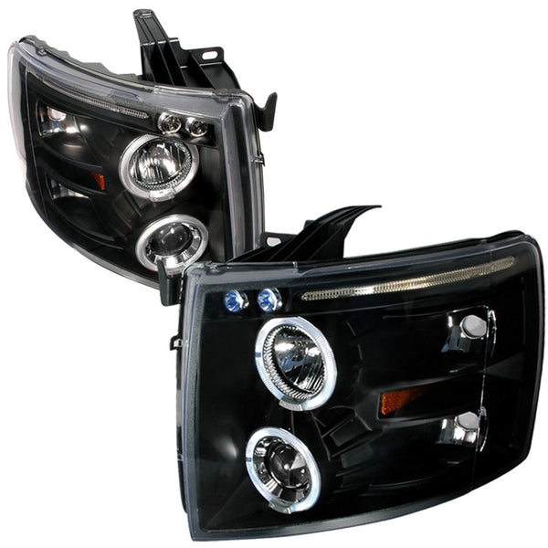 07-10 CHEVY SILVERADO HEADLIGHT HALO LED PROJECTOR BLACK
