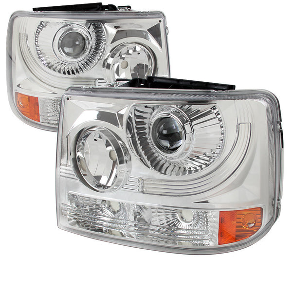 99-02 CHEVY SILVERADO HEADLIGHT 1 PC PROJECTOR HEADLIGHT - CHROME (ONLY FITS WITH SPEC-D VERTICAL FACELIFT CONVERSION GRILL)