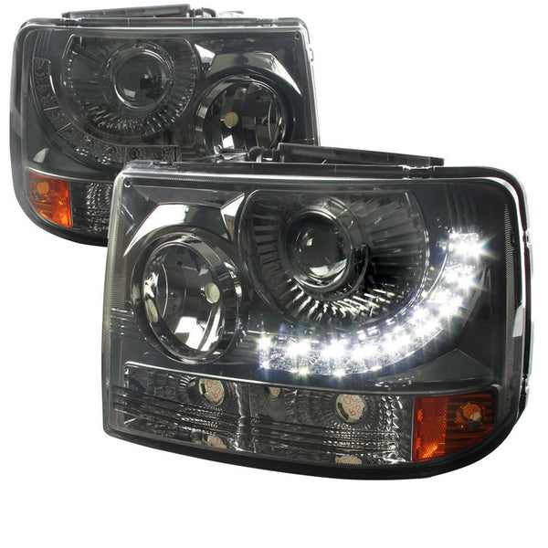 99-02 CHEVY SILVERADO HEADLIGHT 1 PC PROJECTOR HEADLIGHT - SMOKED WITH LED (ONLY FITS WITH SPEC-D VERTICAL FACELIFT CONVERSION GRILL)