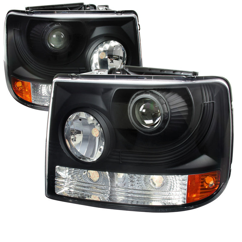 99-02 CHEVY SILVERADO HEADLIGHT 1 PC PROJECTOR HEADLIGHT - BLACK (ONLY FITS WITH SPEC-D VERTICAL FACELIFT CONVERSION GRILL)