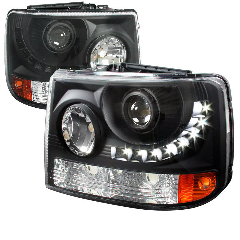 99-02 CHEVY SILVERADO HEADLIGHT 1 PC PROJECTOR HEADLIGHT - BLACK WITH LED (ONLY FITS WITH SPEC-D VERTICAL FACELIFT CONVERSION GRILL)