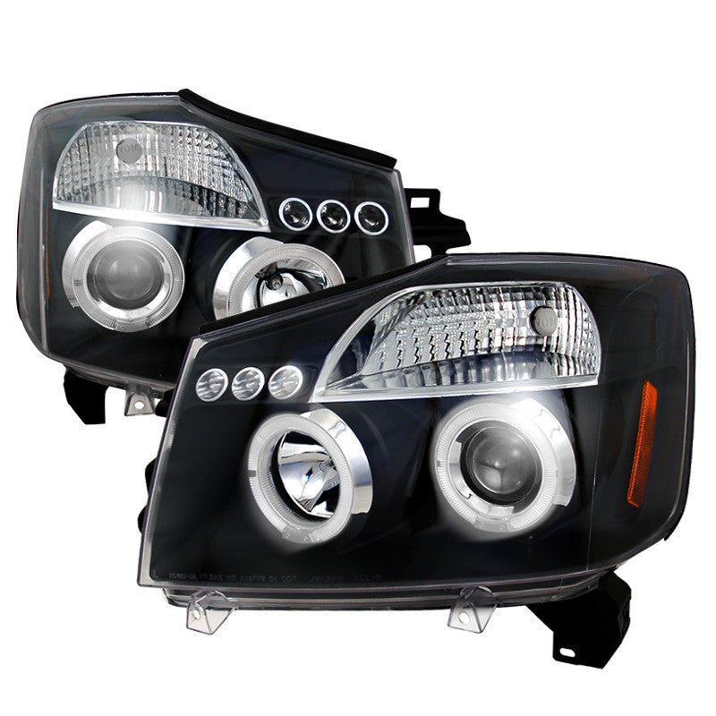 04-07 NISSAN ARMADA HEADLIGHT HALO LED PROJECTOR BLACK