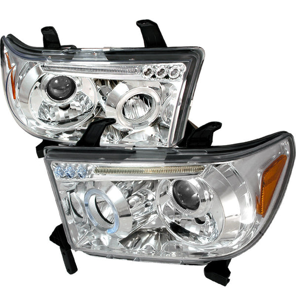07-11 TOYOTA TUNDRA HEADLIGHT HALO LED PROJECTOR CHROME