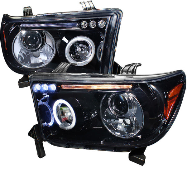 07-11 TOYOTA TUNDRA HEADLIGHT SMOKED LENS GLOSS BLACK HOUSING PROJECTOR HEADLIGHTS