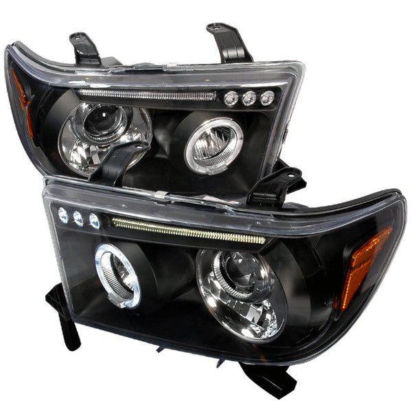 07-11 TOYOTA TUNDRA HEADLIGHT HALO LED PROJECTOR BLACK