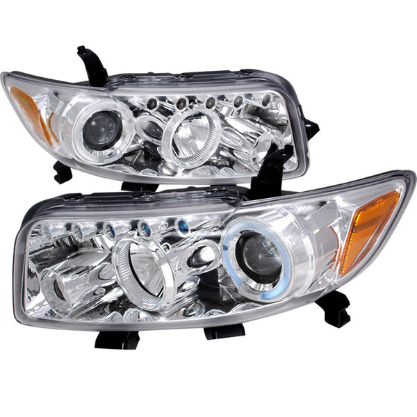 08-10 SCION XB HEADLIGHT R8 STYLE HALO LED PROJECTOR CHROME