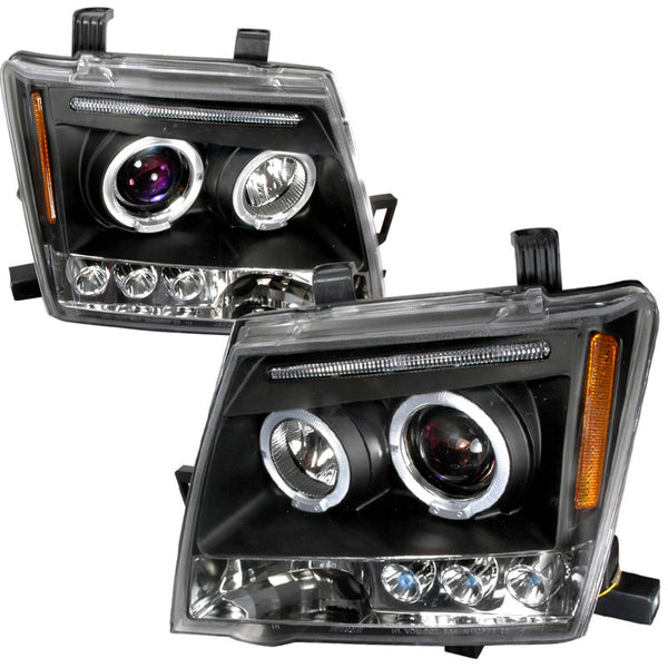 05-12 NISSAN XTERRA HEADLIGHT HALO LED PROJECTOR BLACK