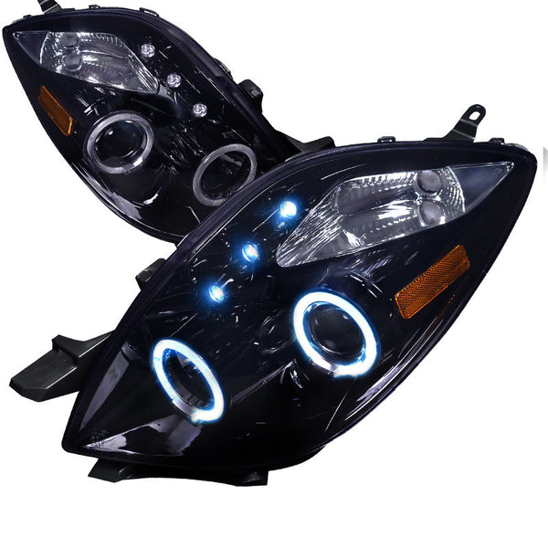 05-08 TOYOTA YARIS HEADLIGHT HALO PROJECTOR HEADLIGHT SMOKED LENS GLOSS BLACK HOUSING 3 DOOR ONLY