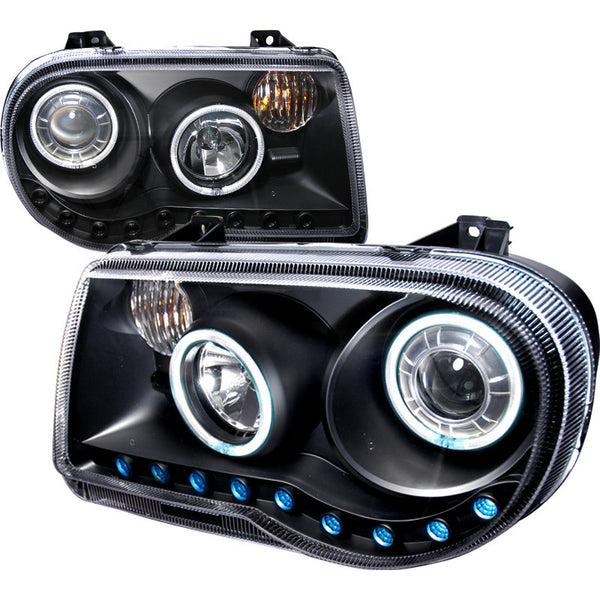 05-09 CHRYSLER 300C HEADLIGHT CCFL HALO PROJECTOR HEADLIGHTS BLACK