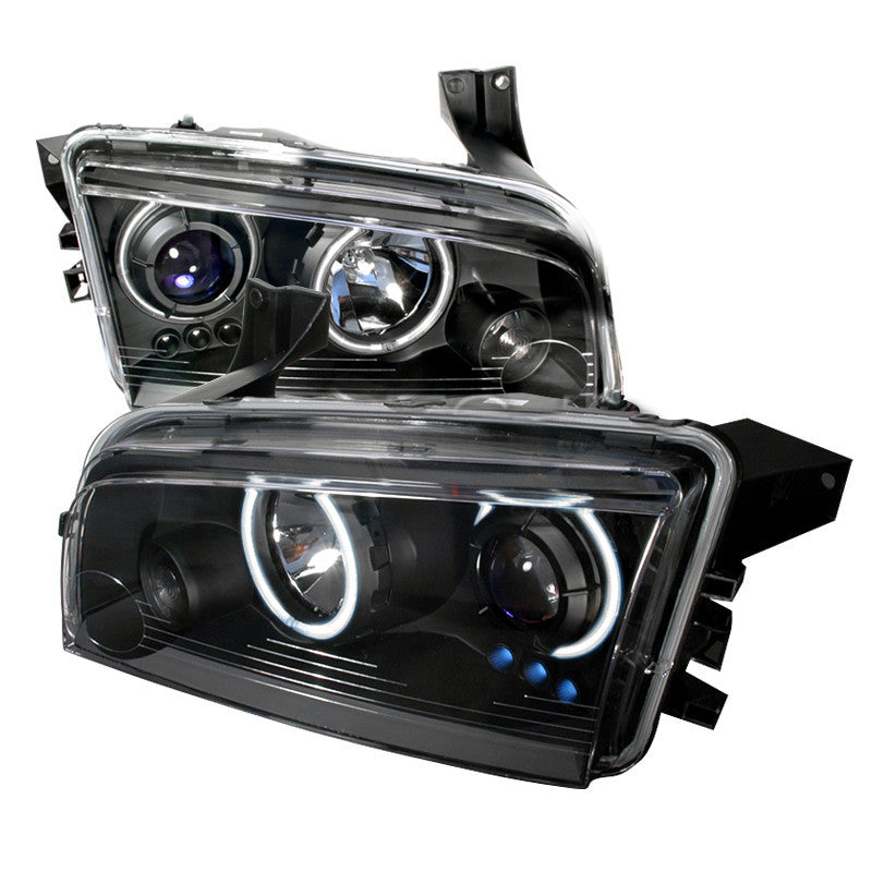 05-10 DODGE CHARGER HEADLIGHT CCFL HALO PROJECTOR HEADLIGHTS BLACK