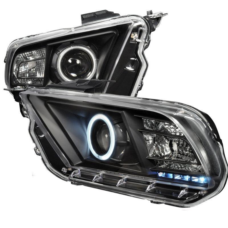 10-UP FORD MUSTANG HEADLIGHT CCFL HALO PROJECTOR HEADLIGHTS BLACK