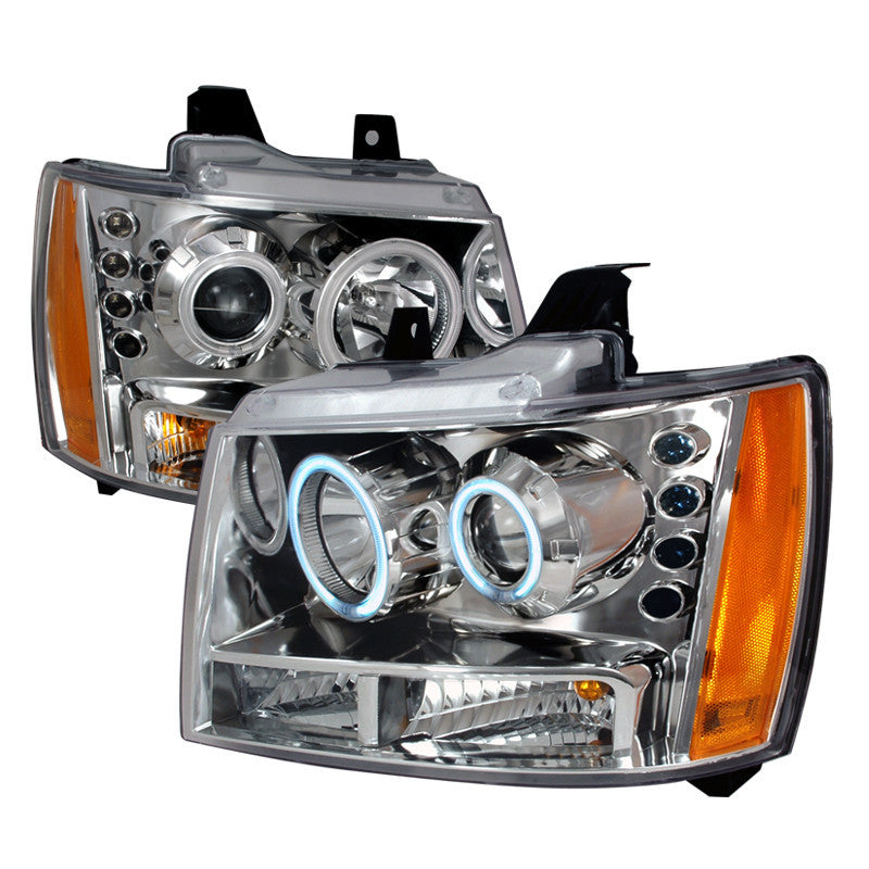 07-09 CHEVY SUBURBAN HEADLIGHT CCFL HALO PROJECTOR HEADLIGHTS CHROME