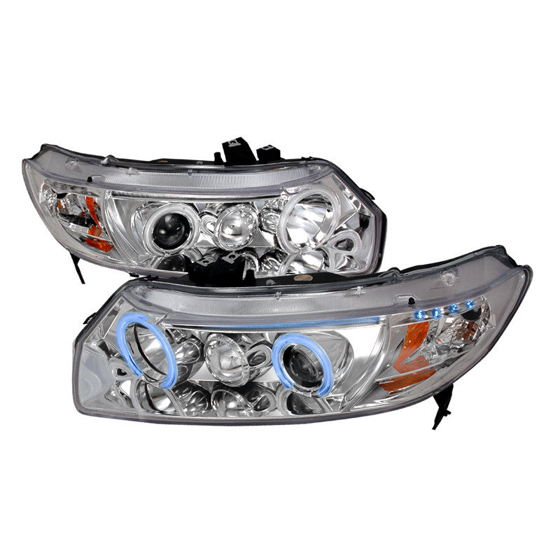 06-11 HONDA CIVIC HEADLIGHT CCFL HALO PROJECTOR HEADLIGHTS CHROME