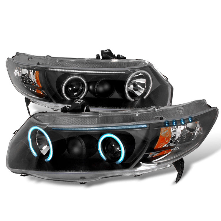 06-11 HONDA CIVIC HEADLIGHT CCFL HALO PROJECTOR HEADLIGHTS BLACK