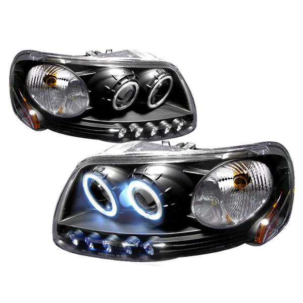 97-03 FORD F150 HEADLIGHT CCFL HALO PROJECTOR HEADLIGHTS BLACK