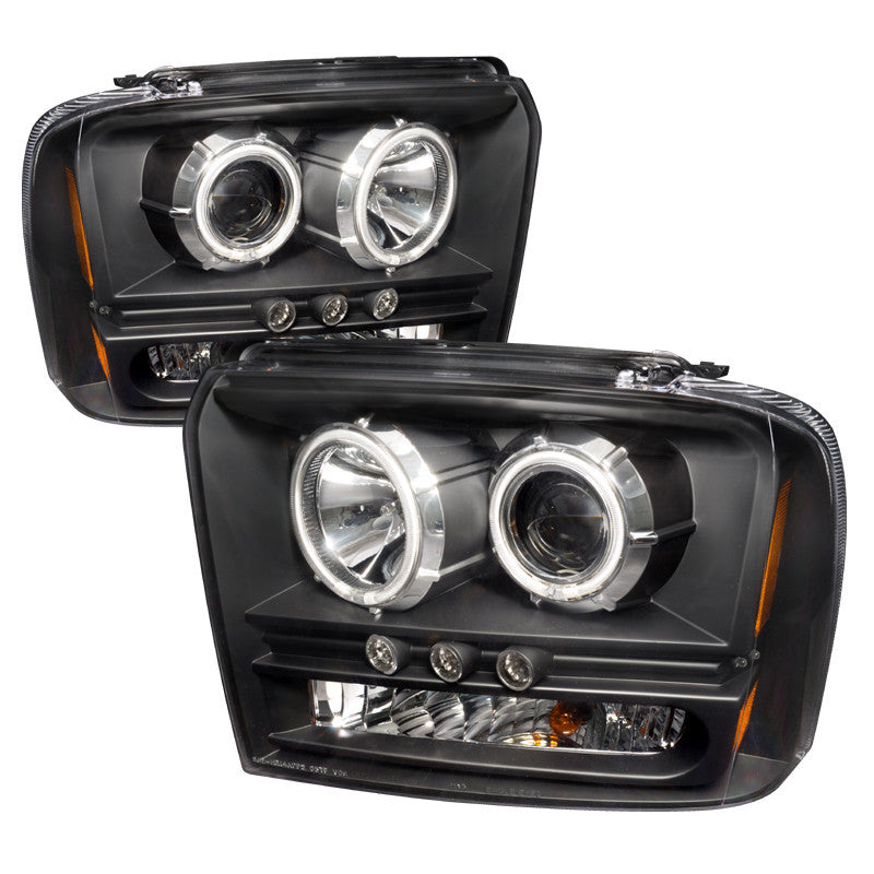 05-07 FORD F350 HEADLIGHT CCFL HALO PROJECTOR HEADLIGHTS BLACK