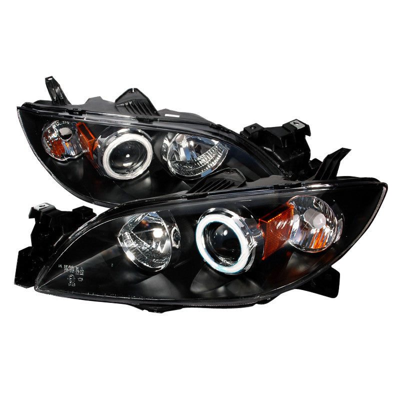 04-06 MAZDA 3 HEADLIGHT CCFL HALO PROJECTOR HEADLIGHTS BLACK