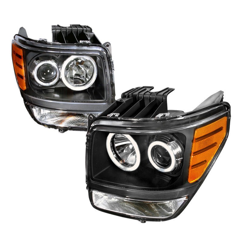 07-08 DODGE NITRO HEADLIGHT CCFL HALO PROJECTOR HEADLIGHTS BLACK