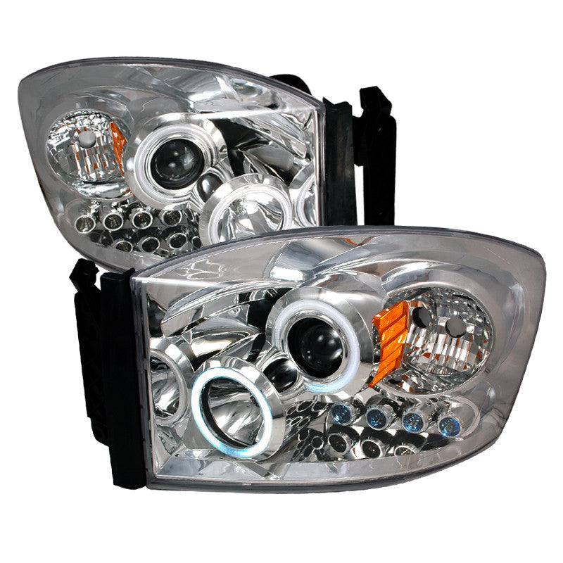 06-08 DODGE RAM HEADLIGHT CCFL HALO PROJECTOR HEADLIGHTS CHROME