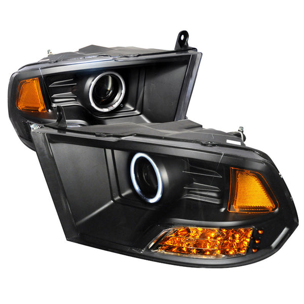 09-UP DODGE RAM HEADLIGHT CCFL HALO PROJECTOR HEADLIGHTS BLACK