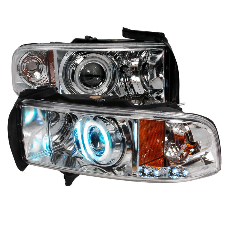 94-01 DODGE RAM HEADLIGHT CCFL HALO PROJECTOR HEADLIGHTS CHROME