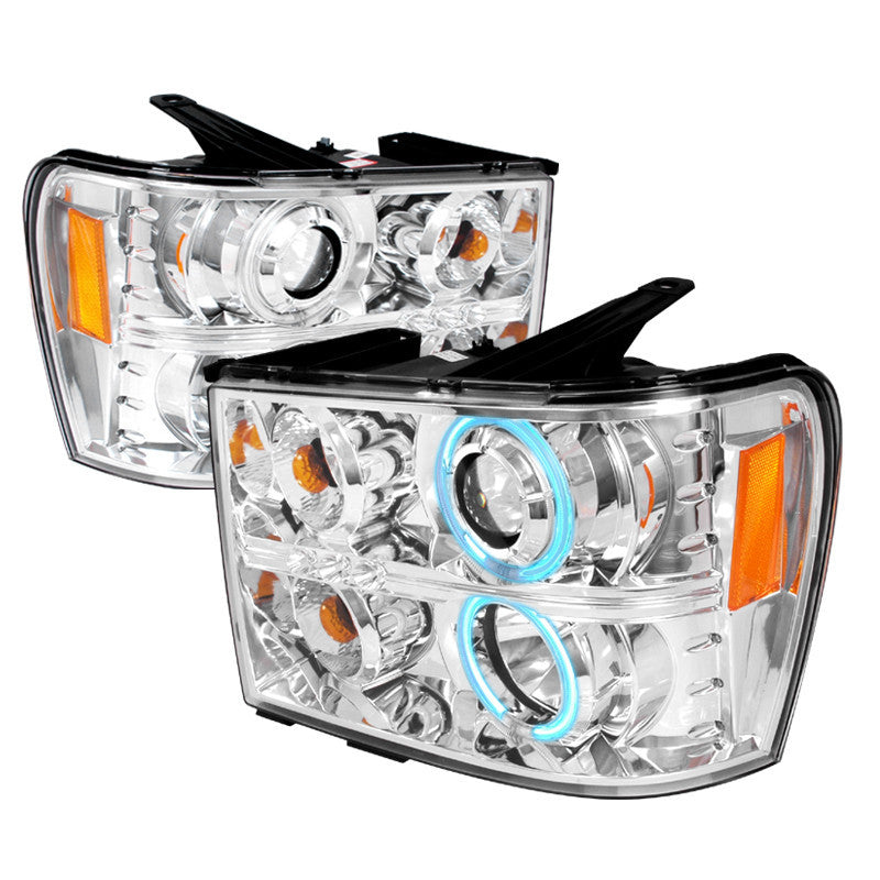 07-08 GMC SIERRA HEADLIGHT CCFL HALO PROJECTOR HEADLIGHTS CHROME