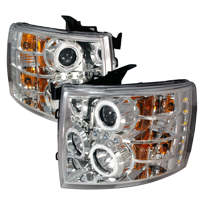 07-10 CHEVY SILVERADO HEADLIGHT CCFL HALO PROJECTOR HEADLIGHTS CHROME