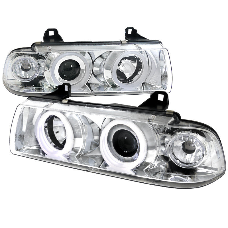 92-98 BMW E36 HEADLIGHT SMD LED ICED HALO PROJECTOR HEADLIGHT CHROME HOUSING