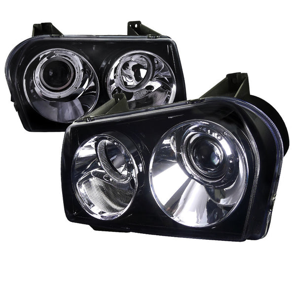 05-10 CHRYSLER 300 HEADLIGHT SMOKED LENS GLOSS BLACK HOUSING PROJECTOR HEADLIGHTS, NOT COMPATIBLE WITH FACTORY HID