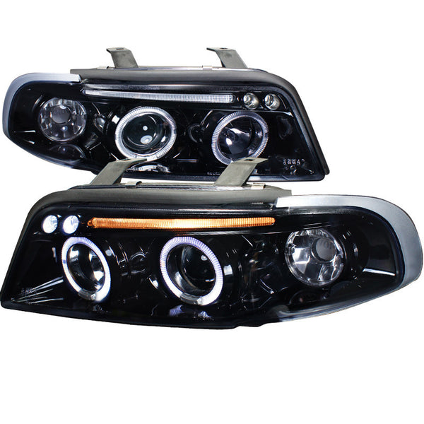 96-99 AUDI A4 HEADLIGHT PROJECTOR HEADLIGHT GLOSS BLACK HOUSING SMOKE LENS