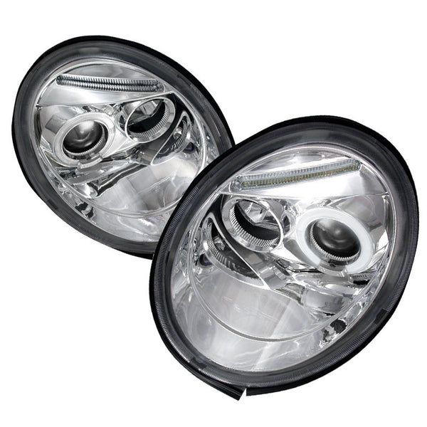 98-05 VOLKSWAGEN BEETLE HEADLIGHT HALO LED PROJECTOR CHROME