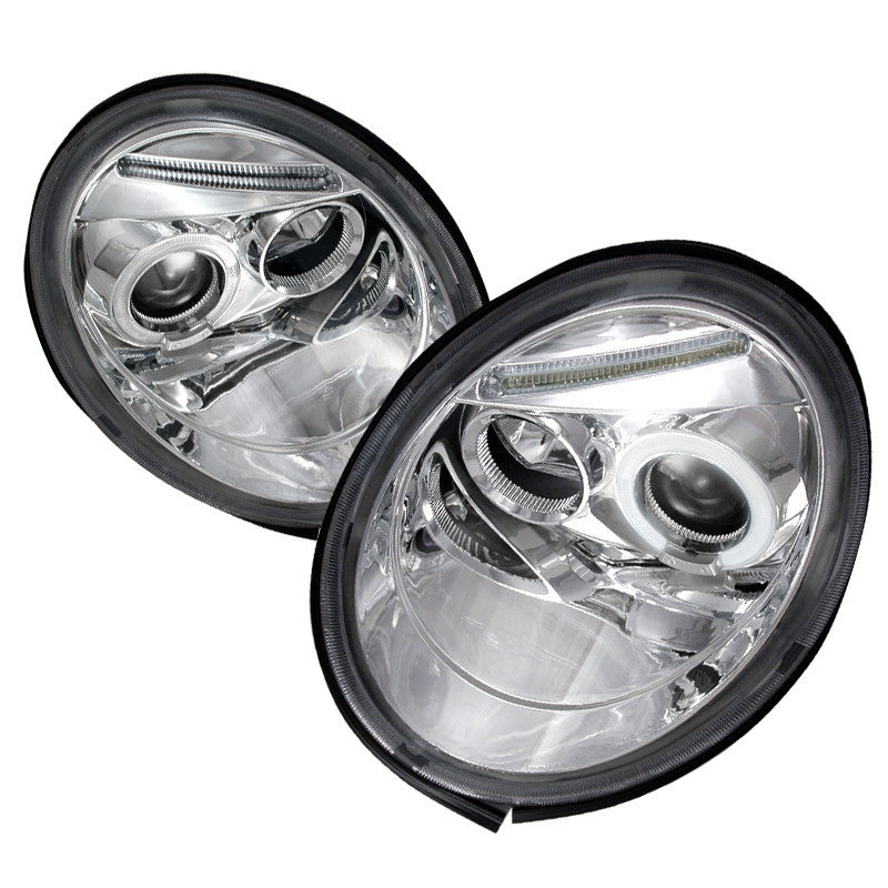 98-05 VOLKSWAGEN BEETLE HEADLIGHT HALO LED PROJECTOR CHROME