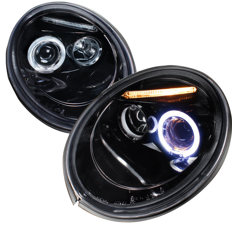 98-05 VOLKSWAGEN BEETLE HEADLIGHT PROJECTOR HEADLIGHT GLOSS BLACK HOUSING SMOKE LENS