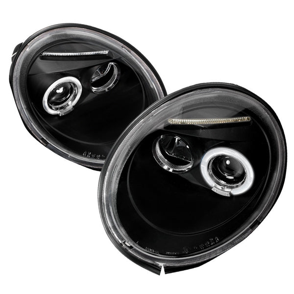 98-05 VOLKSWAGEN BEETLE HEADLIGHT HALO LED PROJECTOR BLACK