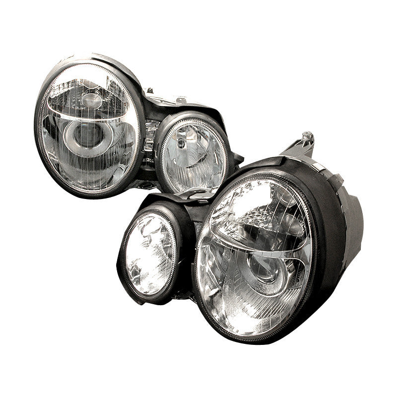 96-99 MERCEDES W210 HEADLIGHT E CLASS HALO PROJECTOR HEADLIGHTS CHROME