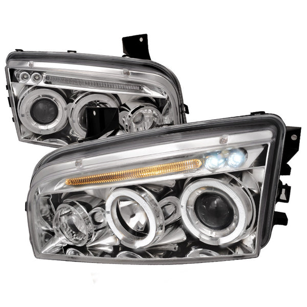 05-10 DODGE CHARGER HEADLIGHT HALO LED PROJECTOR CHROME