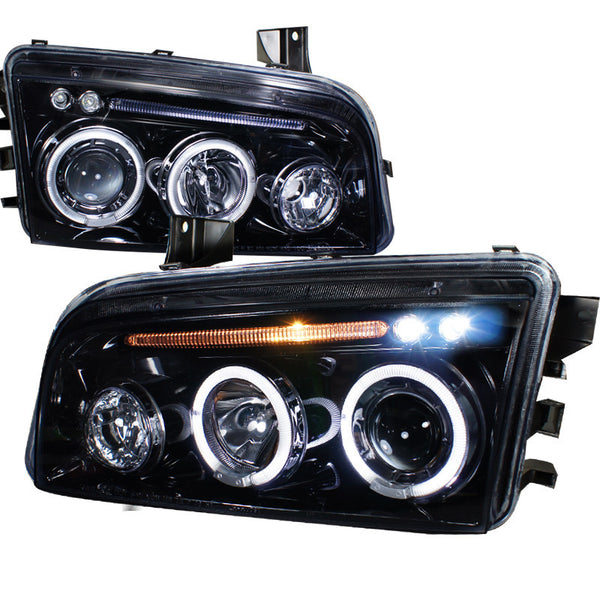 05-10 DODGE CHARGER HEADLIGHT PROJECTOR HEADLIGHT GLOSS BLACK HOUSING SMOKE LENS