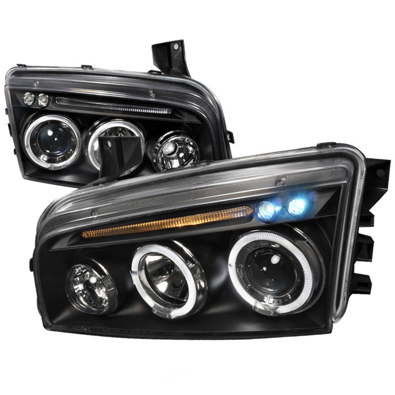 05-10 DODGE CHARGER HEADLIGHT HALO LED PROJECTOR BLACK