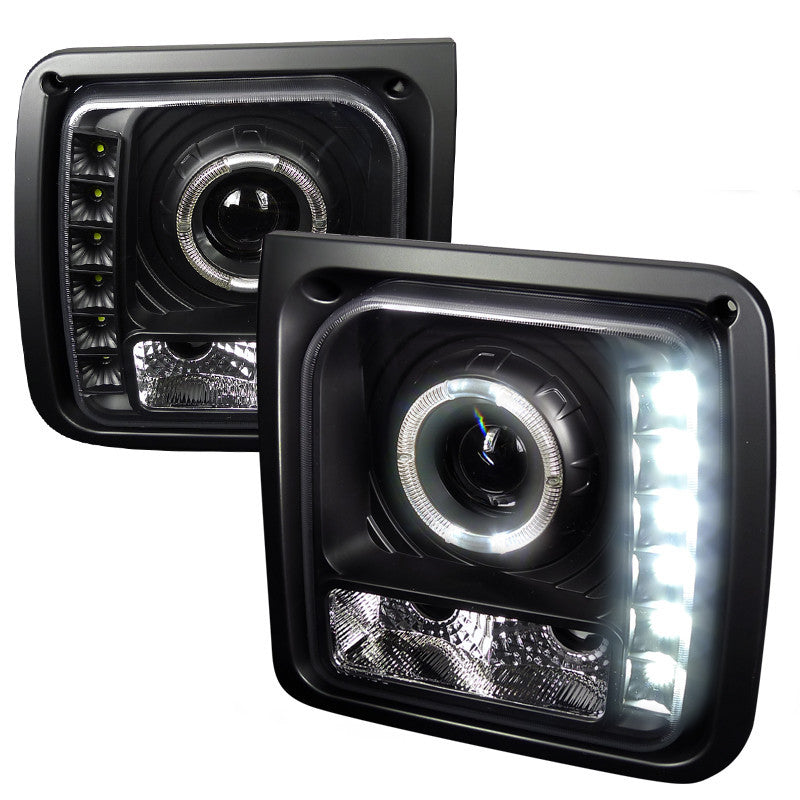 97-01 JEEP CHEROKEE HEADLIGHT HALO PROJECTOR HEADLIGHT WITH LED BLACK