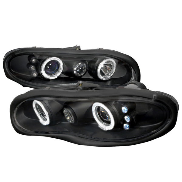98-02 CHEVY CAMARO HEADLIGHT HALO LED PROJECTOR BLACK